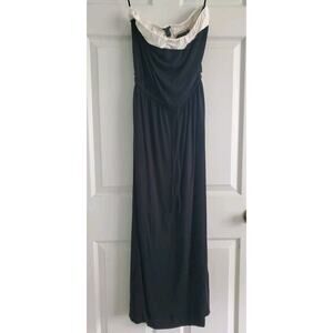 J. Crew Amie Maxi Dress Black Ivory Colorblock Pockets Strapless Knit, PM